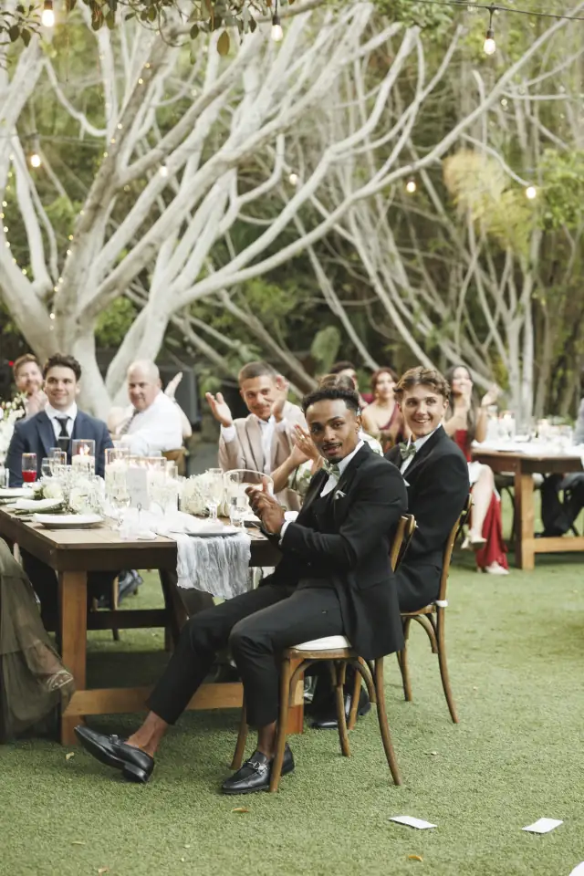 Stephanie and Lontez wedding at Botanica in Oceanside — Sun through the foliage, photograph 2