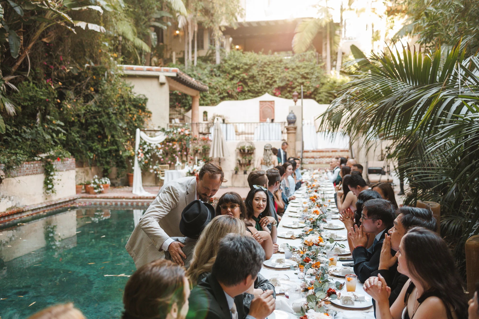 Jenny and Ken wedding at the Hollywood Hills in Los Angeles — Spanish tile & the pool, photograph 7