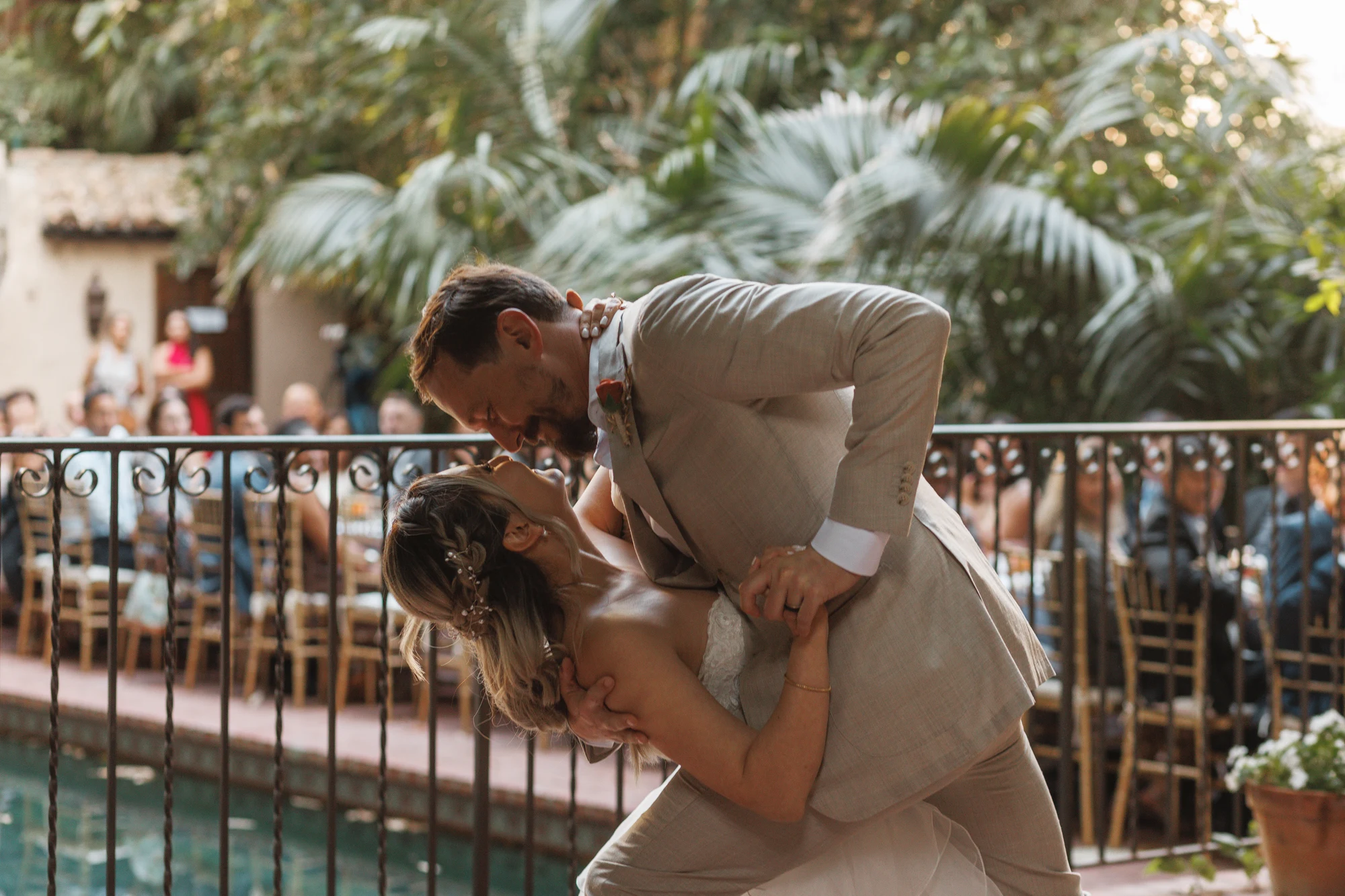 Jenny and Ken wedding at the Hollywood Hills in Los Angeles — Spanish tile & the pool, photograph 6