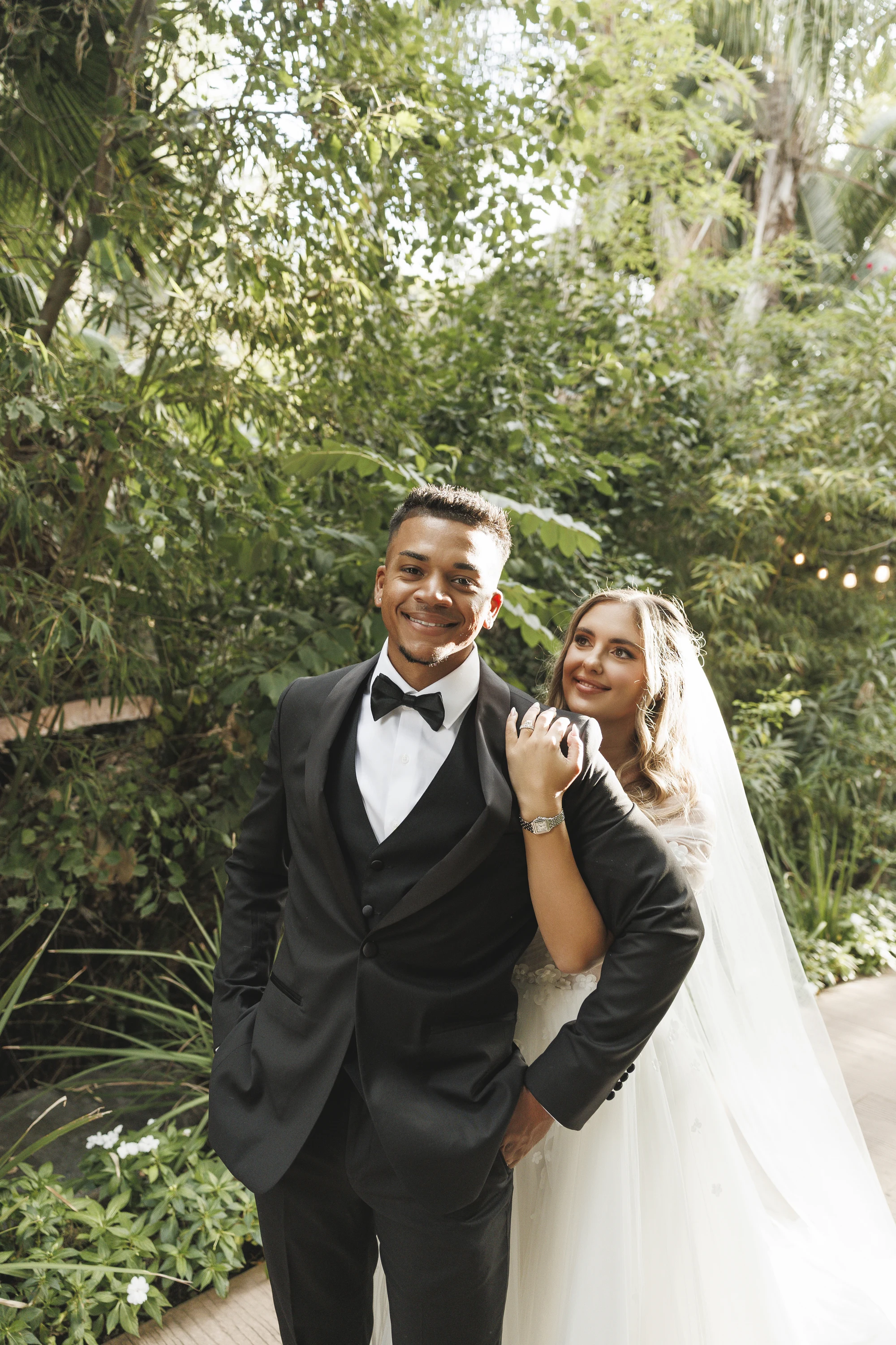 Stephanie and Lontez wedding at Botanica in Oceanside — Framed by doors, water & greenery, photograph 2